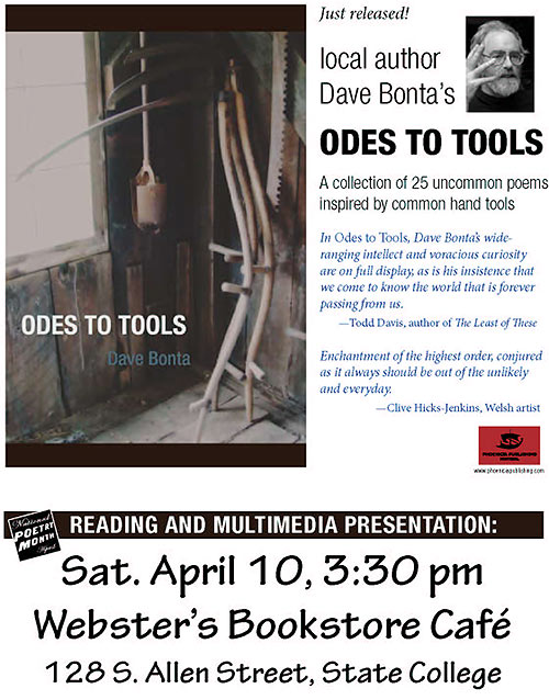 Odes to Tools poetry reading flyer