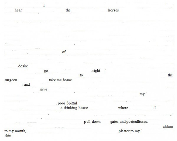 Erasure #40 (click to enlarge) erasure of a page from Samuel Pepys' diary
