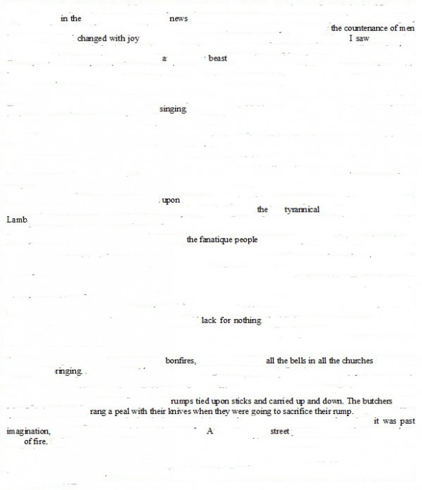 erasure of a page from Samuel Pepys' diary
