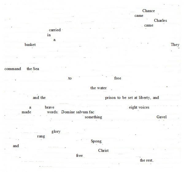 Erasure #52 (click to enlarge) erasure of a page from Samuel Pepys' diary